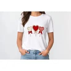 Camiseta Feminina T-shirt Blusa Algodão Premium Estampa Corações Básica Casual