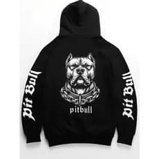 Moletom Canguru Blusa De Frio Masculino Feminino Estampa Pitbull Tecido Em Algodão Flanelado Inverno