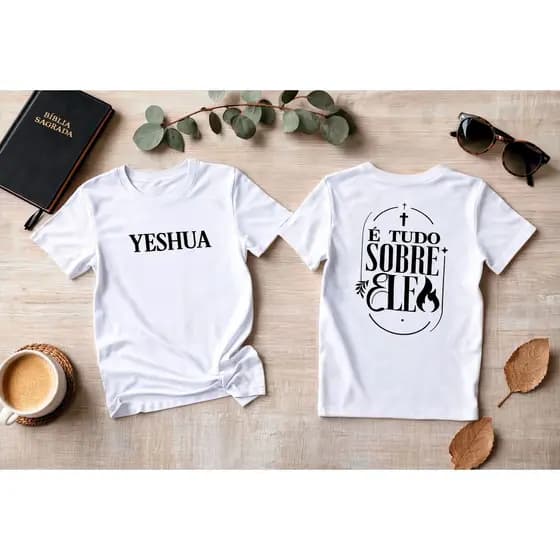 Camiseta Feminina Religiosa Jesus Yeshua | Blusa Manga Curta Fé Cristã Algodão Premium 100%