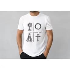 Camiseta Masculina Estampada Religiosa Qualidade Premium Algodão Não Encolhe Costura Ombro - Ombro