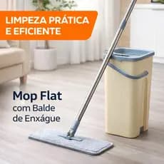 Esfregão de Limpeza Mop Flat com Balde e 2 Refis