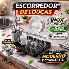 Escorredor De Louças Organização Facil Porta Talheres Grande Resistente Metal
