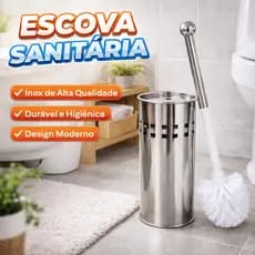 Escova Sanitária em Aço Inox com Suporte – Material Resistente à Corrosão