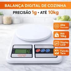 Balança Digital de Cozinha até 10Kg Balança Portátil para o dia a dia