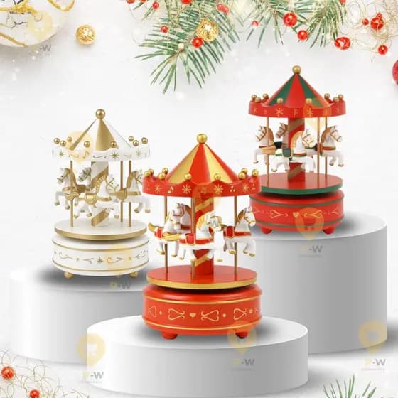 Carrossel Musical Candy 16x9cm Decoração De Natal a Corda