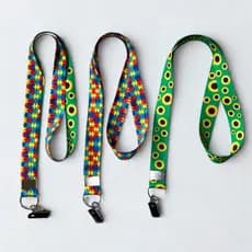 10 Cordão de Identificação Autismo Jacaré com argola para Crachá 3 cores disponiveis