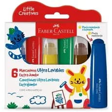 Canetinha 6 Cores Extra Jumbo Lavável FABER-CASTELL Caneta Hidrográfica