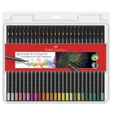Kit Lápis de Cor Faber-Castell SuperSoft 50 Cores Alta Pigmentação no Papel Preto ou Branco Intenso