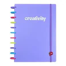 Caderno de Discos Grande Roxo Disco G 150 folhas com Planner Universitário G+