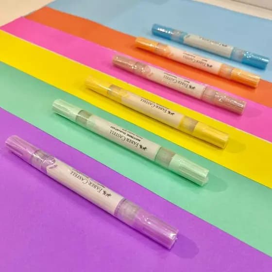 Marcador Multisuperfície Caneta Permanente Tons Pastel Ponta Dupla MultiMark Faber-Castell