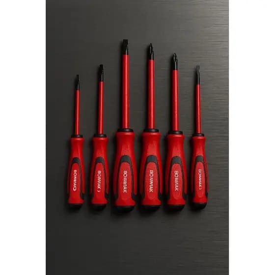 Kit 6 Chaves Isoladas Profissionais Eletricista Pontas Magnéticas Philips Fenda Cabo Emborrachado