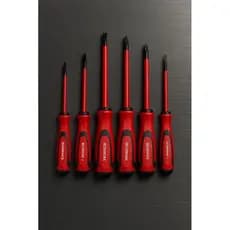Kit 6 Chaves Isoladas Profissionais Eletricista Pontas Magnéticas Philips Fenda Cabo Emborrachado