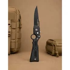 Canivete Automático Esportivo Preto 16cm Luxuoso Robusto Premium Camping Pesca Sobrevivência