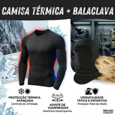 Touca Ninja Balaclava Toca UV 50+ Térmica Kit com Camisa Térmica