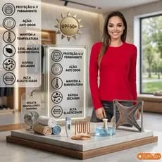 CAMISA TÉRMICA PROTEÇÃO SOLAR FEMININA LISA - SEGUNDA PELE PROTEÇÃO UV  FATOR 50+