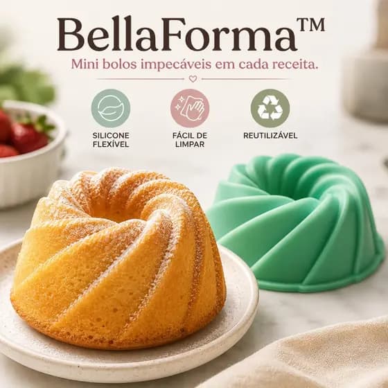 BellaForma™ | Kit com 6 Formas de Silicone para Mini Bolos, Pudins e Sobremesas