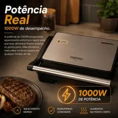 Sanduicheira Grill Elétrica Inox 1000W 127V Compacta Aquecimento Rápido Para Sanduíches Hambúrgueres Carnes - Startools.