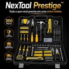 Kit Ferramentas Completo 200 Peças Com Maleta Resistente Organizador Preto Profissional