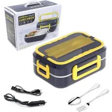 Marmita Elétrica Portátil Automática Carro Lancheira Elétrica Térmica 40w 3 Pratos Veicular E Tomada