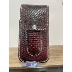 Porta Celular de Couro com porta canivete - Produto Artesanal