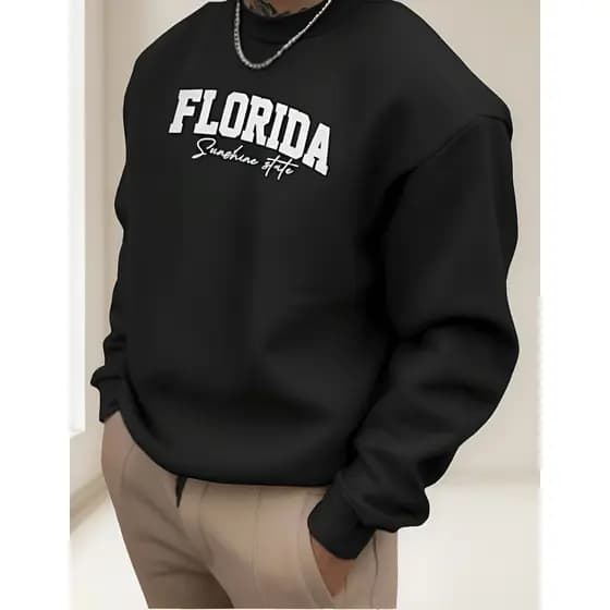 Moletom Gola Redonda Blusa de Frio Unissex Careca Sem Bolsos Florida Academia