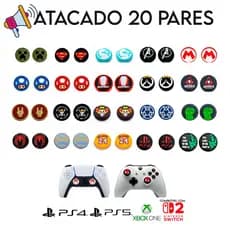 ATACADO, KIT 20 Pares/ 10 Pares Grip Personagem Para Analogico PS4 PS5 XBOX ONE SERIES NINTENDO SWITCH 2