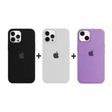 KIT de Capinhas Iphone Varios Modelos, Capa Silicone Preto, Branco, Lilas
