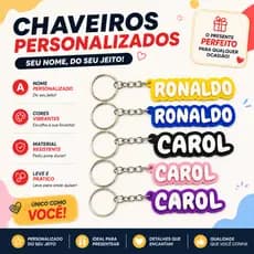 Chaveiro Personalizado com Nome em 3D | Chaveiro Nome Customizado Presente Criativo