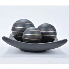 Centro Mesa Prato Decorativo kit 3 Bolas Enfeite Sala Ceramica Enfeite rack sala