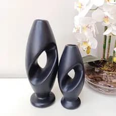 Dupla kit 2 Peças Vaso Grande Decorativo Formato Espiral para Sala Conjunto Objeto Decorativo Cerâmica Decoração Enfeite Rack vasos centro de mesa e Dupla de vasos
