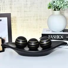 Centro Mesa Desenhado Decorativo Prato kit 3 Bolas Barca Enfeite Sala Fruteira Ceramica rack Painel