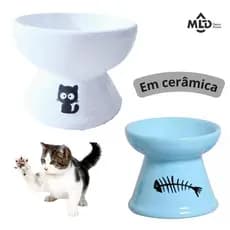 Kit 2 Comedouro Gatos Cerâmica Luxo Bebedouro Elevado Higiênico Ergonômico bebedor PET  anti formiga
