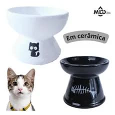 Comedouro para Gatos em Cerâmica Luxo  para Gatos Cerâmica Luxo Comedouro Bebedouro Elevado Cerâmica
