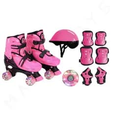 Patins Infantil Feminino Rodas que Brilham LED - Menina Tam M (34 ao 37) + Kit Proteção