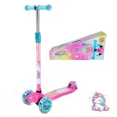 Patinete Radical Unicórnio Meninas Com Led Até 40kg Dm Toys Rosa