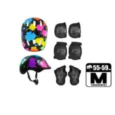 Kit Proteção Radical Paint Completo - 7 peças - Tam M 55-59 - Skate Patins Patinete Bicicleta
