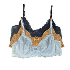 Kit com 3 Sutiãs de Renda Sensual Sem bojo COM aro Forro de Algodão Conforto e Sustentação