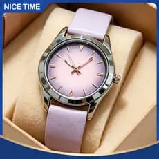 Relógio Feminino Estilo Vintage/Com Pulseira De Couro Roxo Vibração De Estudante E Mostrador Gradiente