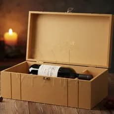 Caixa Porta Vinho Luxo Frisada Presente Porta Garrafa Sofisticado Champagne Com Fecho Madeira Crua