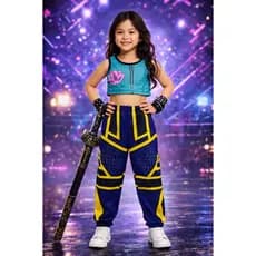 Fantasia Infantil Guerreiras Kpop Zoey 1 á 12 anos Dança Festa Palco Top e Calça