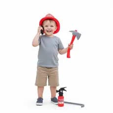 Kit Bombeiro Infantil Pé De Cabra Rádio Machado Extintor