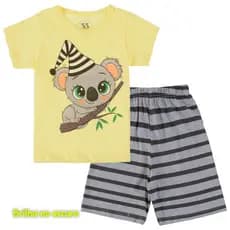 Conjunto De Pijama Com Estampa Do Coala Que Brilha No Escuro, Infantil Masculino Verão - Tamanho 4/6/8/10