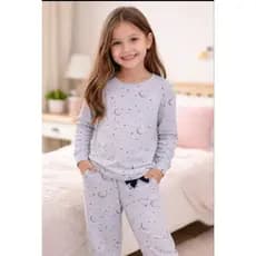 Pijama Infanto Juvenil Inverno com Estampa Rotativa de Estrelas na cor Mescla da Marca Junkes Baby - Tamanhos 6/12/M