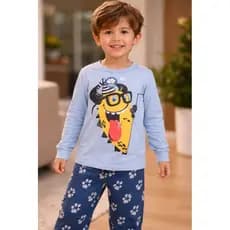 Conjunto Pijama GLOW BRILHA NO ESCURO com Estampas Infantil Masculino Inverno Monstro e Dinossauro