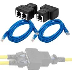 Cabo Adaptador para Dividir Internet Dois Aparelhos + 2 Cabos de Rede 5m 5 Metros Liga PC Notebook TV Cabeada Roteador