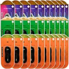 KIT COM 30 CABOS OS 3 MODELOS 10 CABOS TIPO C 10 CABOS COMPATIVEL PARA IPHONE 10 CABOS SMARTPHONE V8 ATACADO REVENDA