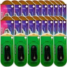 KIT COM 25 CABOS TURBO 20 CABOS COMPATIVEL PARA IPHONE 5 CABOS TIPO C NO ATACADO PARA REVENDA