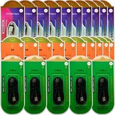 KIT COM 25 CABOS TURBO 10 CABOS COMPATIVEL PARA IPHONE 10 CABOB V8 5 CABOS TIPO C NO ATACADO PARA REVENDA