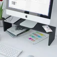 Base Em Mdf Suporte Para Monitor Mesa Escritório Preto