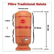 Filtro de Barro 16 Litros(8 litros na parte superior + 8 litros na parte inferior)com torneira, tampa, 2 velas e 2 boias